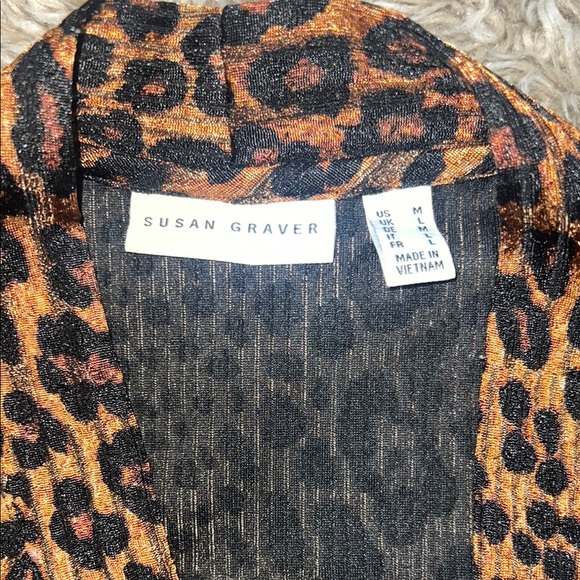 Susan Graver Leopard Print Open Cardigan - Picture 2 of 3